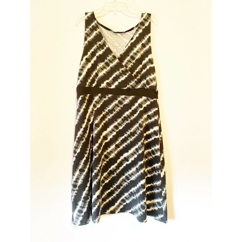 𝅺LOLA Sports Sleeveless Sundress Midi Black Tie Dye Large